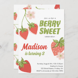 Invitation Fraise Berry Sweet Anniversaire Fête N'importe que