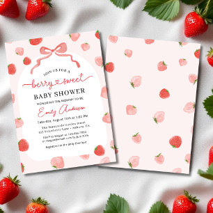 Invitation Fraise Berry Sweet Croquette Bow Baby shower