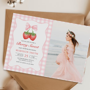 Invitation Fraise Berry Sweet Girl Baby shower photo