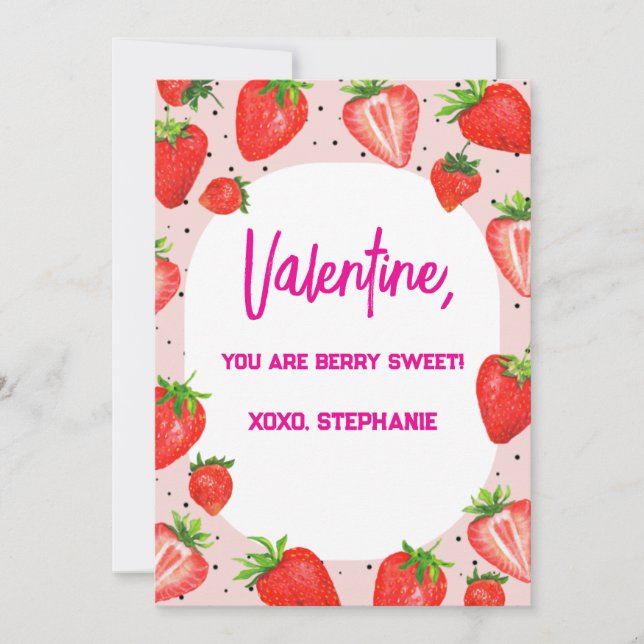 Invitation Fraise Berry Sweet Kids Valentines Day (Devant)