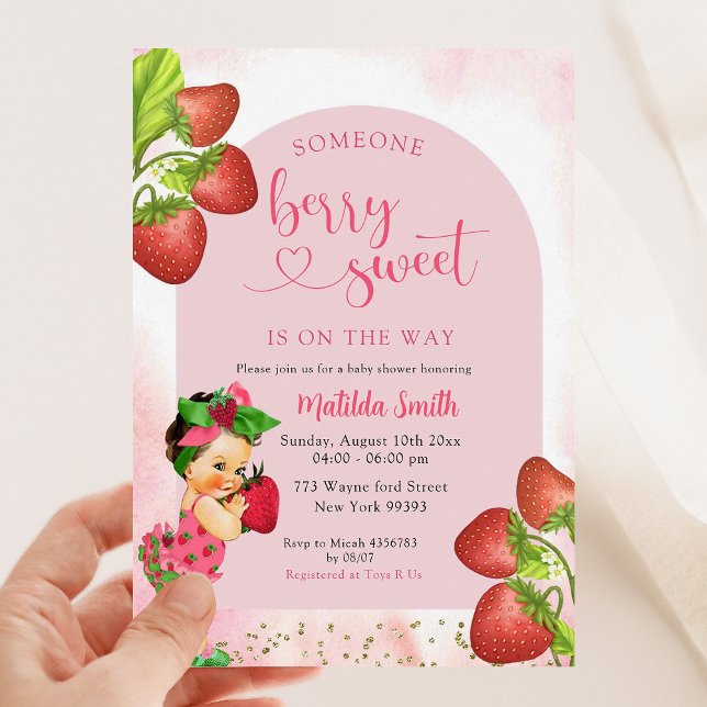 Invitation Fraise Berry Sweet Mexicaine Baby shower fille (Créateur téléchargé)