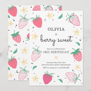 Invitation Fraise Berry Sweet Strawberry Anniversaire