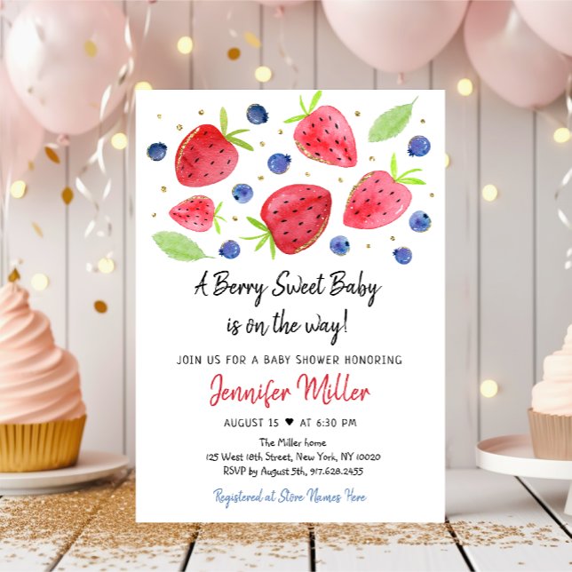 Invitation Fraise bleuet Berry Baby shower doux (Créateur téléchargé)