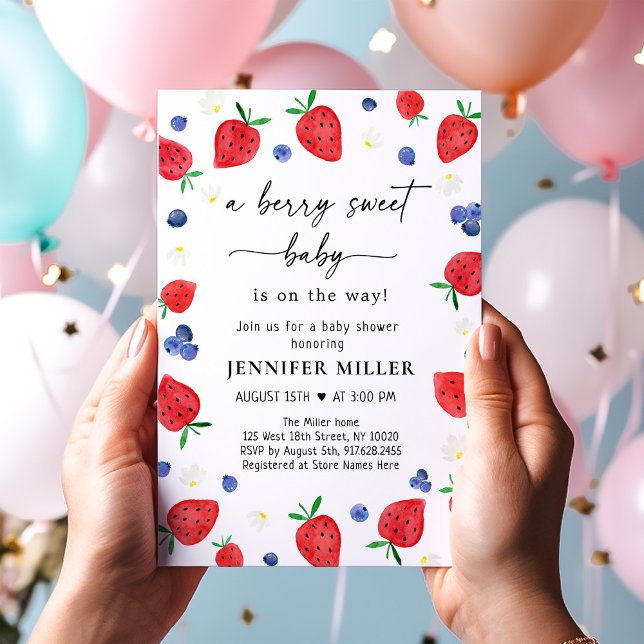 Invitation Fraise bleuet Berry Baby shower doux (Créateur téléchargé)
