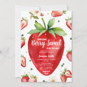 Invitation Fraise En vichy Berry Sweet Girl Baby shower