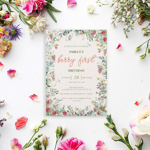 Invitation Fraise Fille Berry Premier anniversaire