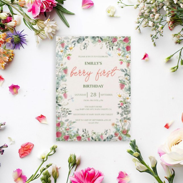 Invitation Fraise Fille Berry Premier anniversaire (Créateur téléchargé)