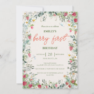 Invitation Fraise Fille Berry Premier anniversaire