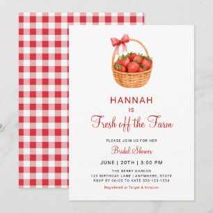 Invitation Fraise fraîche de la ferme Ruban à nœud papillon M