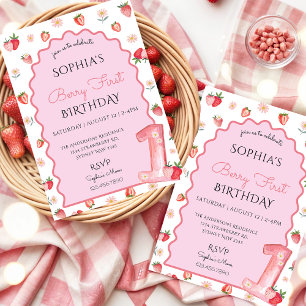 Invitation Fraise mignonne 1er anniversaire