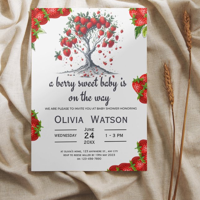 Invitation Fraise mignonne Berry Baby shower doux (Créateur téléchargé)