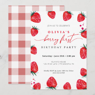 Invitation Fraise Premier anniversaire Printemps Été Invitati