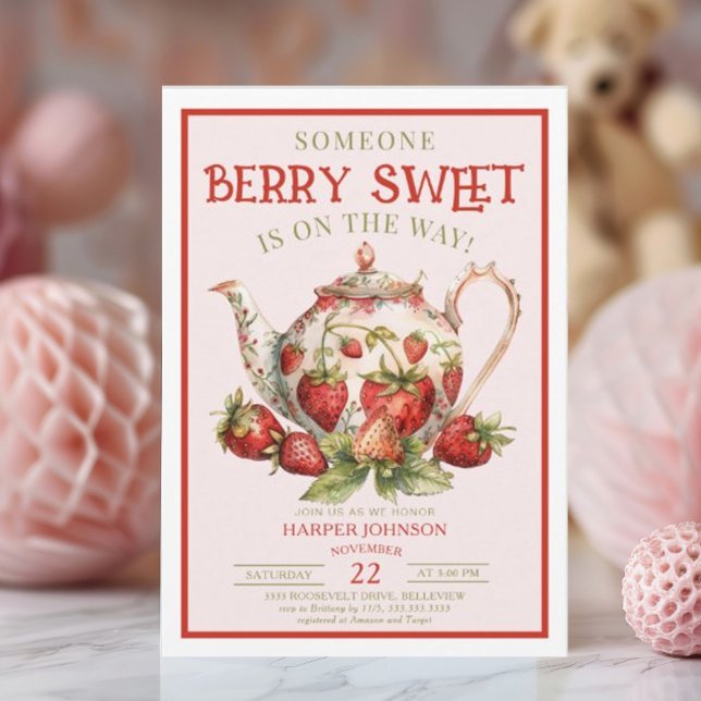 Invitation fraise quelqu'un Berry Baby shower sucré (Créateur téléchargé)