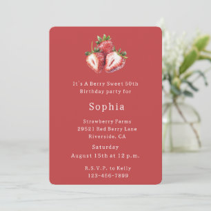 Invitation Fraise rouge baie douce anniversaire
