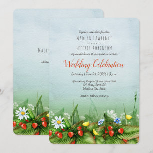 Invitation Fraise sauvage prairie fleur sauvage mariage rusti