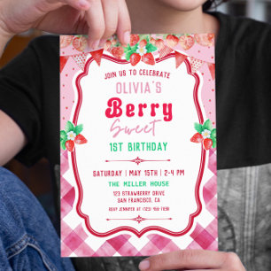 Invitation Fraise Shortcake 1er anniversaire Fille fête
