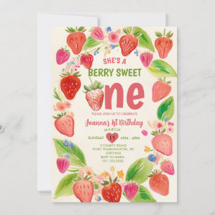 Invitation Fraise Sweet One Berry 1er Anniversaire