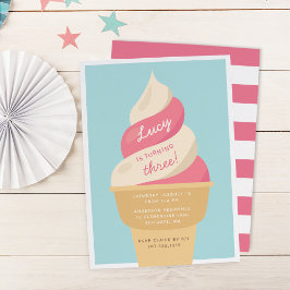 Invitation Fraise Swirl Ice Cream Anniversaire de enfant Part