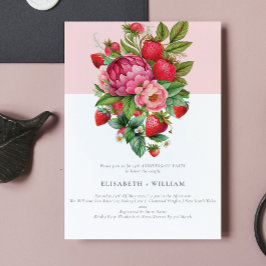 Invitation Fraises et pivoines Été Tous les ans Anniversaire