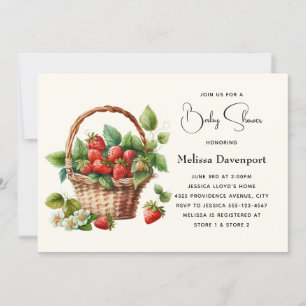 Invitation Fraises fraîches dans un Baby shower de panier en