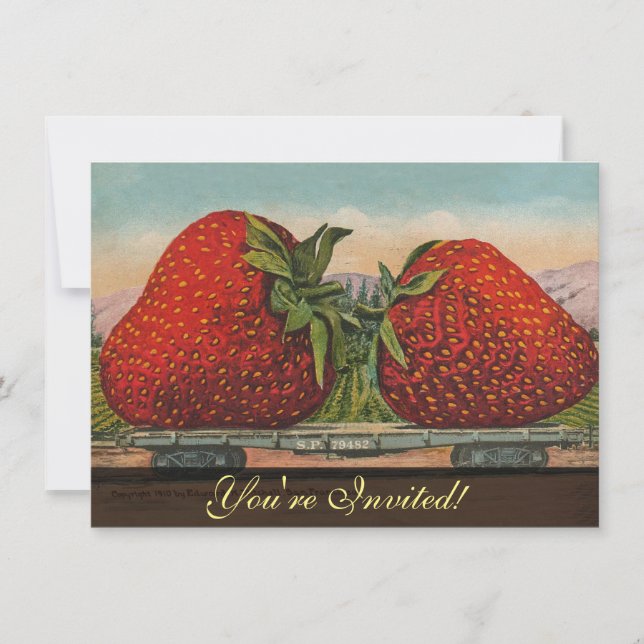 Invitation Fraises Géant Antique Fruit Amusement (Devant)