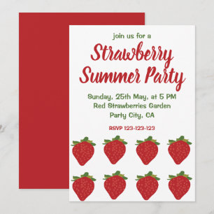 Invitation Fraises Rouges Fruit Fraise Fête d'Été