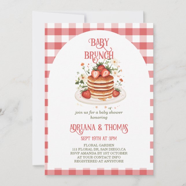 Invitation Framboise Pancake Baby Brunch Douche (Devant)