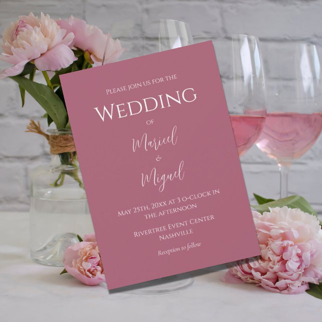 Invitation Framboise rose Moderne Mariage élégant (Créateur téléchargé)