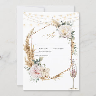 Invitation Frame d'or floral Champagne Glass Wedding RSVP