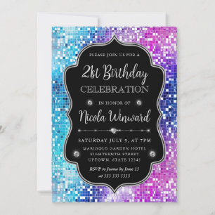 Invitation Frame en mosaïque mauve et bleu Sirène Anniversair