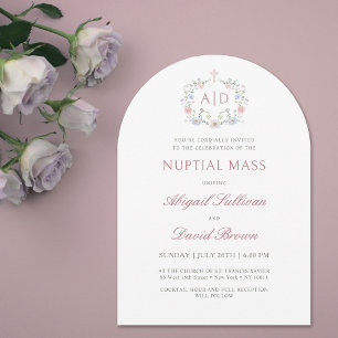 Invitation Frame floral Messe nuptiale Mariage religieux