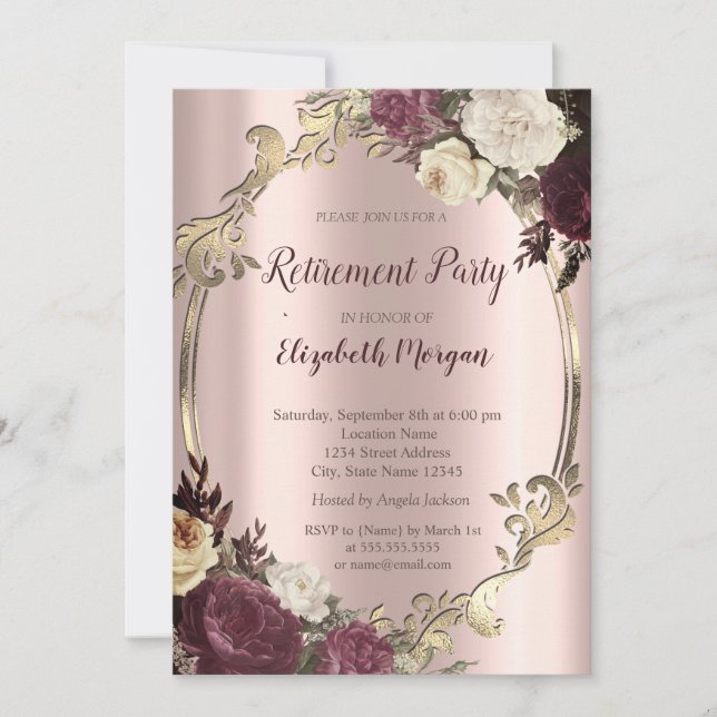 Invitation Frame Or Élégant, Retraite Bourgogne (Devant)