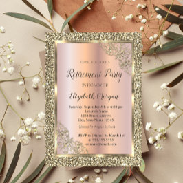 Invitation Frame Or Festif, Or Rose, Retraite Parties scintil