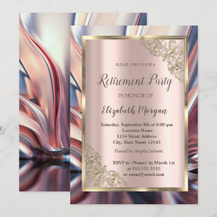 Invitation Frame Or Festive, Or Rose, Retraite Abstraite