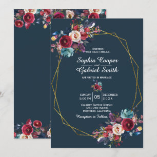 Invitation Frame or floral de la marine de Bourgogne sur Mari