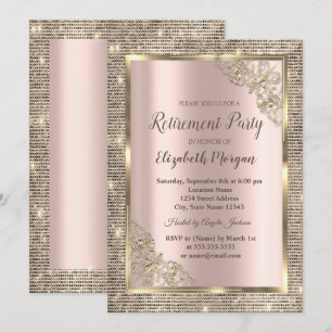 Invitation Frame Sequins Or Festif, Retraite Or Rose I