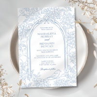 Français Dusty Blue Floral Toile Frame Birds Maria
