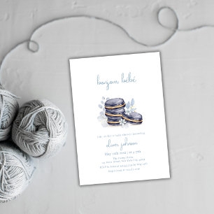 Invitation Français Floral Bonjour Bébé Macaron Baby shower