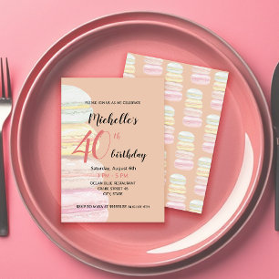 Invitation Français Macarons aquarelle peinte à la main