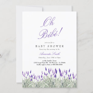 Invitation Français Oh Bebe Lavender Baby shower neutre entre