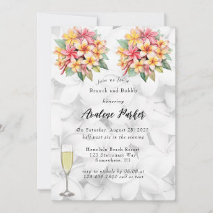 Invitation Frangipani Floral Hawaiian Brunch et Bubbly