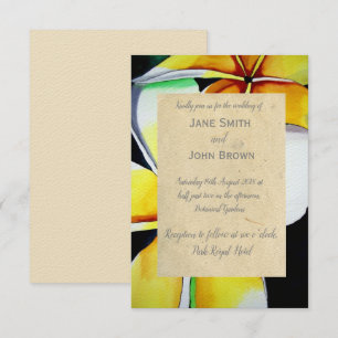 Invitation Frangipani plage mariage aquarelle art tropical