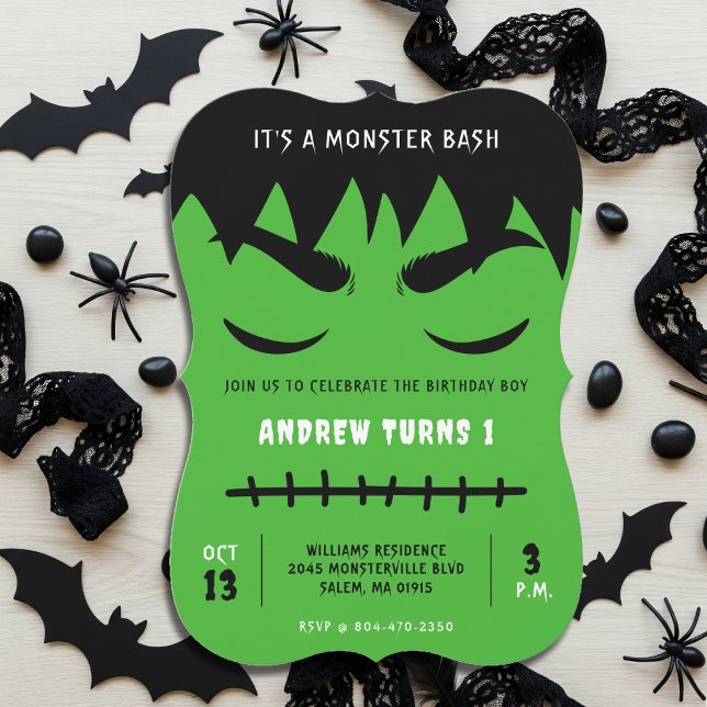 Invitation Frankenstein Monster Bash Halloween fête d'anniver (Frankenstein Monster Bash Halloween Birthday Party Invitation
)