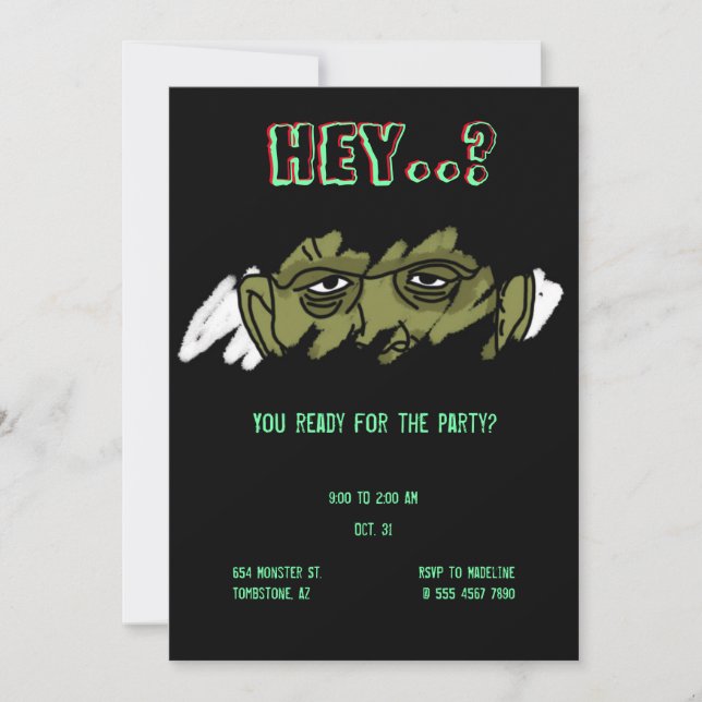 Invitation Frankenstein Monster Unorthodoxe Halloween Party I (Devant)