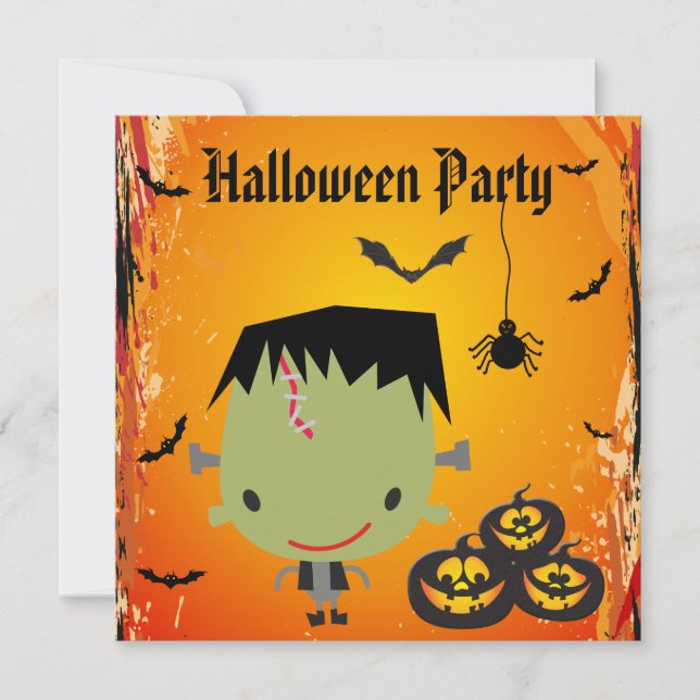 Invitation Frankie, Citrouilles, Bats & Spider Halloween Part (Devant)