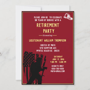 Invitation Frapeau pompier/pompier Chef de la retraite
