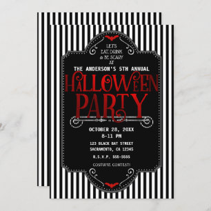 Invitation Frappes Noires Et Blanches Fête D'Halloween Gothiq