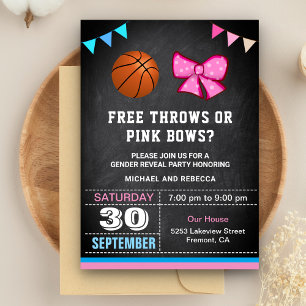 Invitation Free Throws ou Pink Bows Genre Reveveth Party