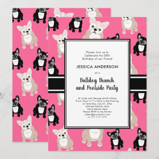 Invitation French Bulldog 25e anniversaire amusant