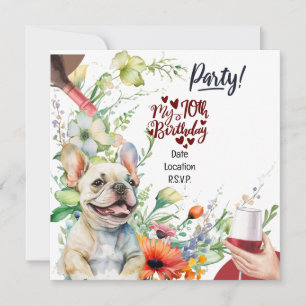 Invitation French Bulldog 70e fête d'anniversaire